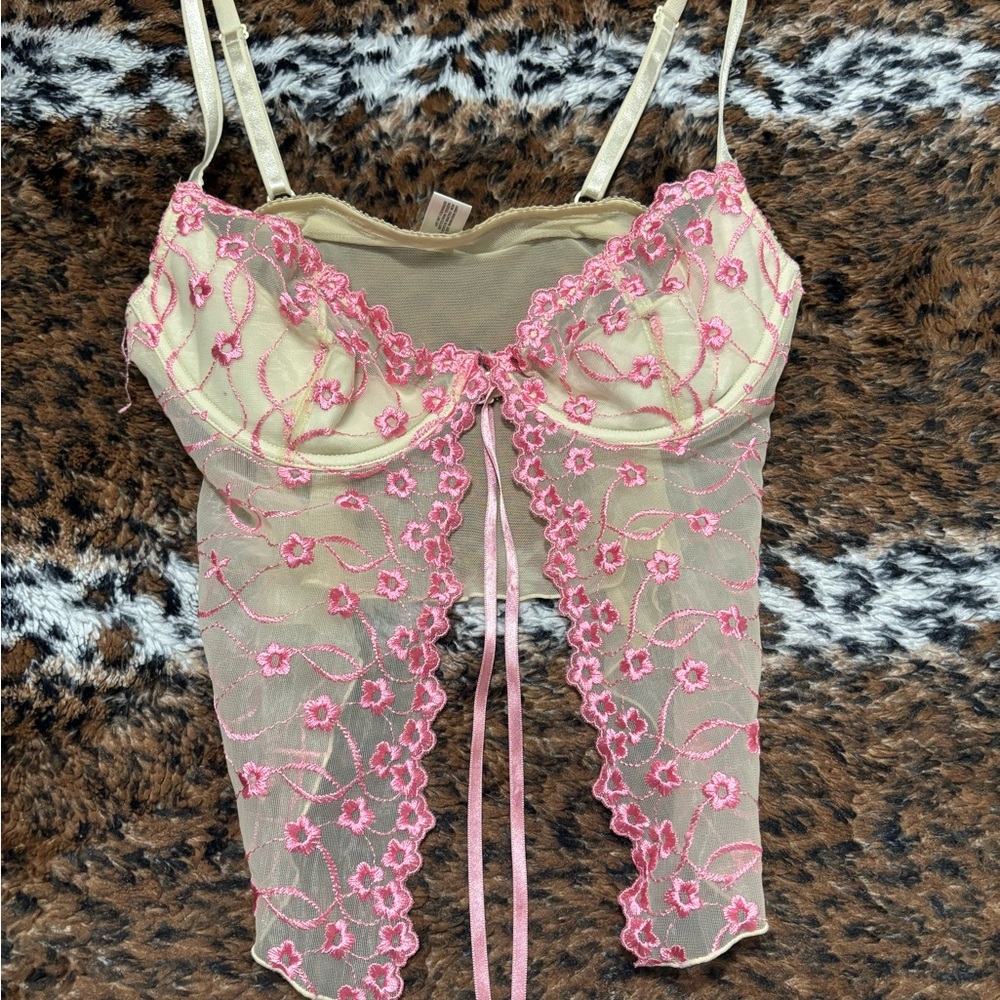 Pink Floral Chemise with Sheer Design
